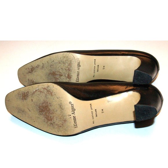 Vintage Etienne Aigner - Taylor - Black Leather Pumps - Made In Spain - 9W - Picture 10 of 10